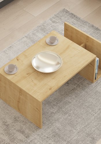 NORDVRK Memo sofabord, m. 2 rum, rektangulr - safir eg melamin (86,8x50)