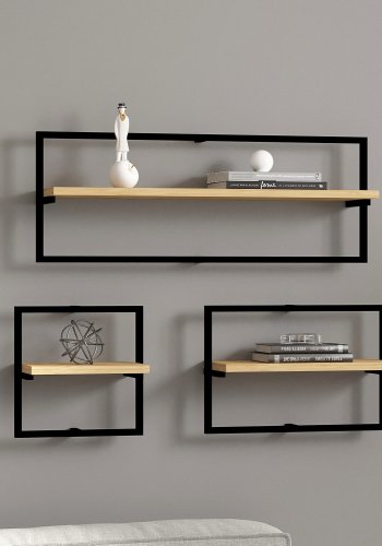 NORDVRK Yeso vegghylle - safir melamin (sett med 3)