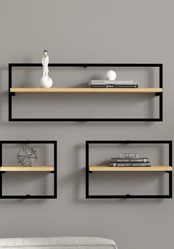 NORDVRK Yeso vegghylle - safir melamin (sett med 3)