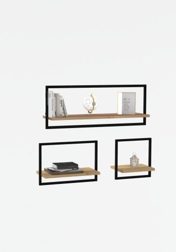 NORDVRK Yeso vegghylle - safir melamin (sett med 3)