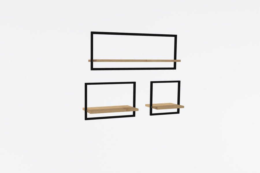 NORDVRK Yeso vegghylle - safir melamin (sett med 3)