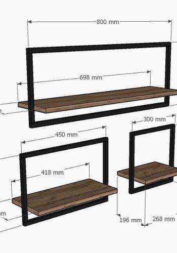 NORDVRK Yeso vegghylle - safir melamin (sett med 3)