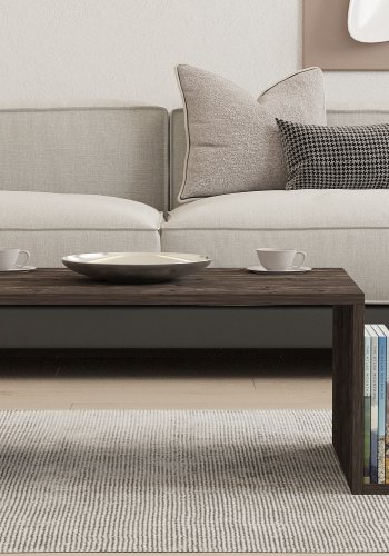 NORDVRK Memo sofabord, m. 2 rum, rektangulr - antracit melamin (86,8x50)