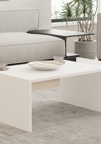 NORDVRK Memo salongbord, med 2 rom - rektangulr - hvit melamin (86,8x50)