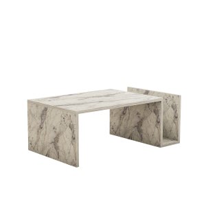 NORDVRK Memo soffbord, med 2 fack - rektangulrt - vit freesia marmor melamin (86,8x50)
