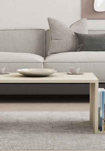 NORDVRK Memo salongbord, med 2 rom - rektangulr - travertin melamin (86,8x50)