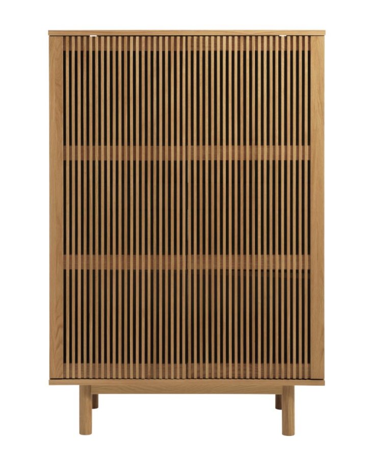 Tiber skab, m. 2 l�ger og 2 hylder - natur egetr�sfin�r (H:140)