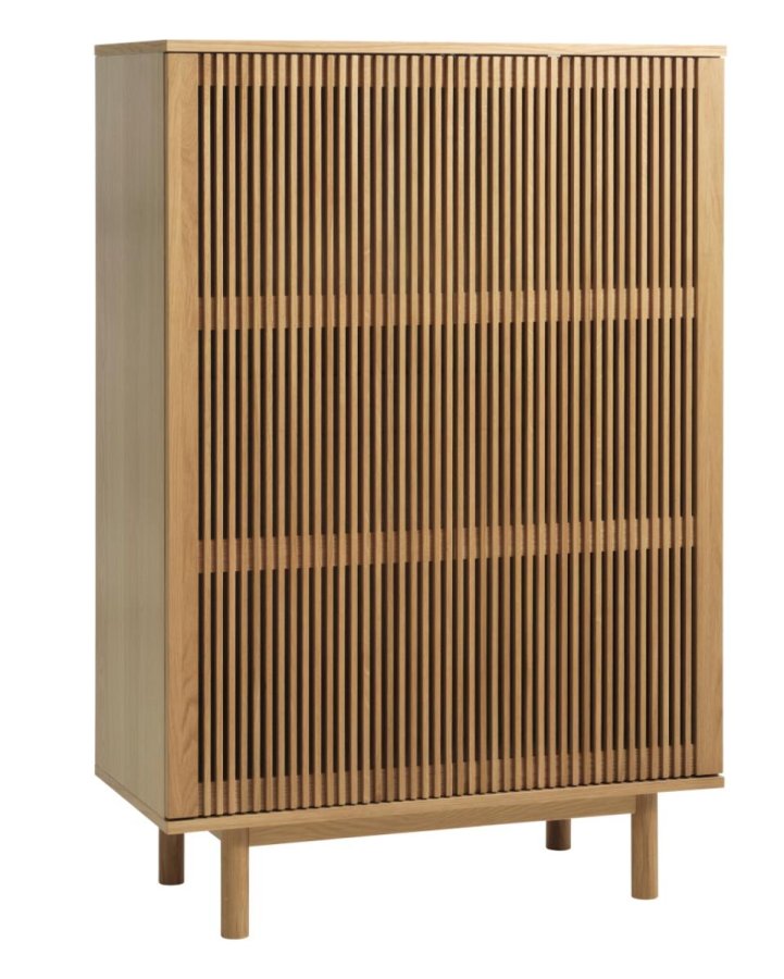 Tiber skab, m. 2 l�ger og 2 hylder - natur egetr�sfin�r (H:140)