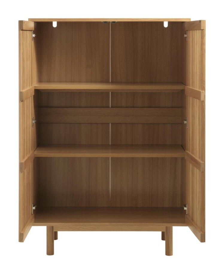 Tiber skab, m. 2 l�ger og 2 hylder - natur egetr�sfin�r (H:140)