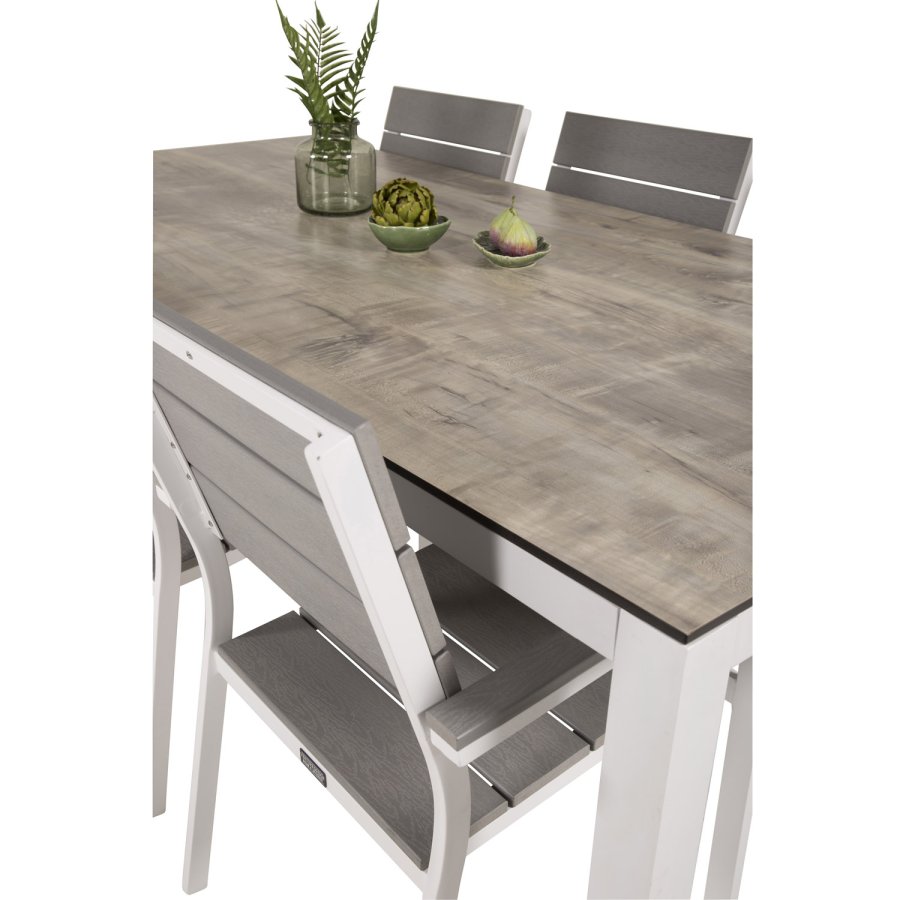 VENTURE DESIGN havest, m. Llama bord (205x100) og 6 Levels stole, m. armln - laminat/alu/aintwood