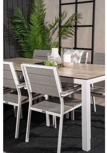 VENTURE DESIGN havest, m. Llama bord (205x100) og 6 Levels stole, m. armln - laminat/alu/aintwood