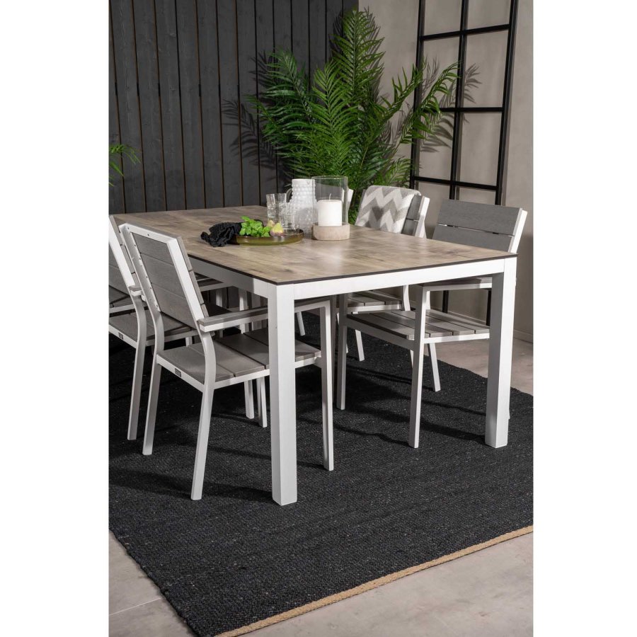 VENTURE DESIGN havest, m. Llama bord (205x100) og 6 Levels stole, m. armln - laminat/alu/aintwood