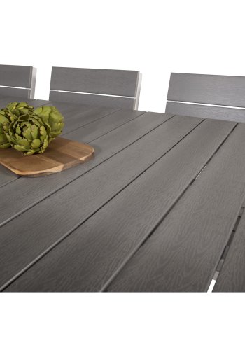 VENTURE DESIGN havest, m. Levels bord, m. udtrk og 6 Levels stole, m. armln - aintwood/alu 