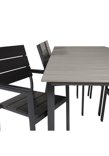 VENTURE DESIGN havest, m. Levels bord, m. udtrk og 6 Levels stole, m. armln - aintwood/alu