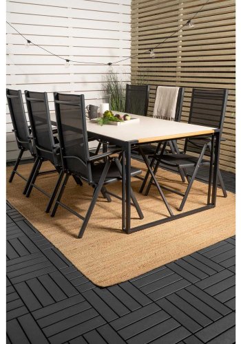 VENTURE DESIGN havest, m. Texas bord (200x100) og 6 Break 5:pos. stole - teak/alu/textilene