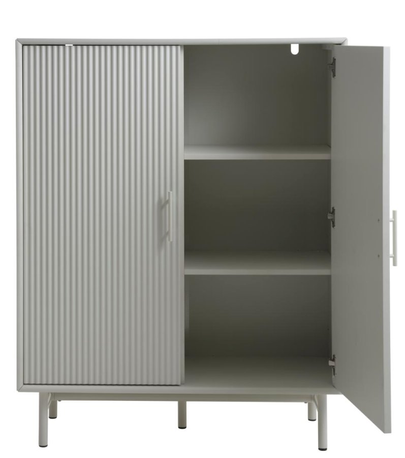 Palma skab, m. 2 lger og hylder - greige MDF og metal (H:125)