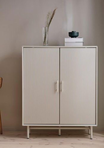 Palma skab, m. 2 lger og hylder - greige MDF og metal (H:125)