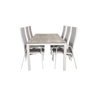 VENTURE DESIGN havest, m. Llama bord (205x100) og 6 Copacabana Recliner stole - laminat/alu