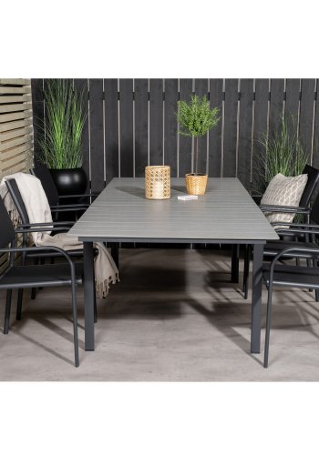 VENTURE DESIGN havest, m. Levels bord, m. udtrk og 6 Santorini stole, m. armln - aintwood/alu