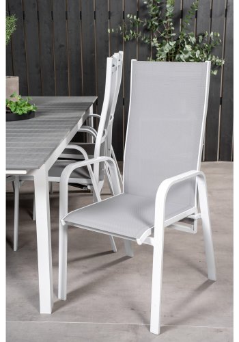 VENTURE DESIGN havest, m. Levels bord, m. udtrk og 6 Copacabana recliner stole - aintwood/alu 