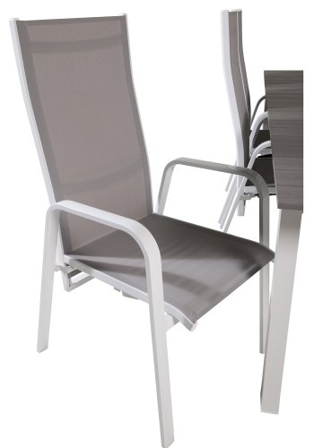 VENTURE DESIGN havest, m. Levels bord, m. udtrk og 6 Copacabana recliner stole - aintwood/alu 