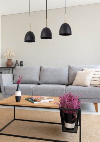 TK Nord taklampe, m. 3 skjermer - svart metall