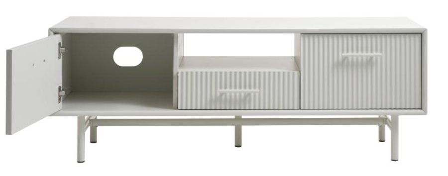 Palma TV-bord, m. 2 lger og 1 skuffe - greige MDF og metal (140x45)