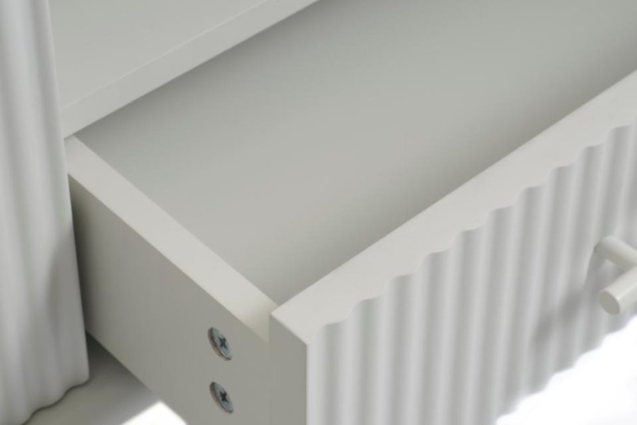 Palma TV-bord, m. 2 lger og 1 skuffe - greige MDF og metal (140x45)