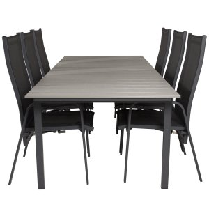 VENTURE DESIGN havest, m. Levels bord, m. udtrk og 6 Copacabana recliner stole - aintwood/alu