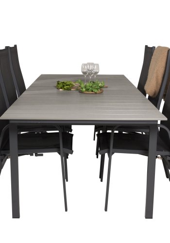 VENTURE DESIGN havest, m. Levels bord, m. udtrk og 6 Copacabana recliner stole - aintwood/alu