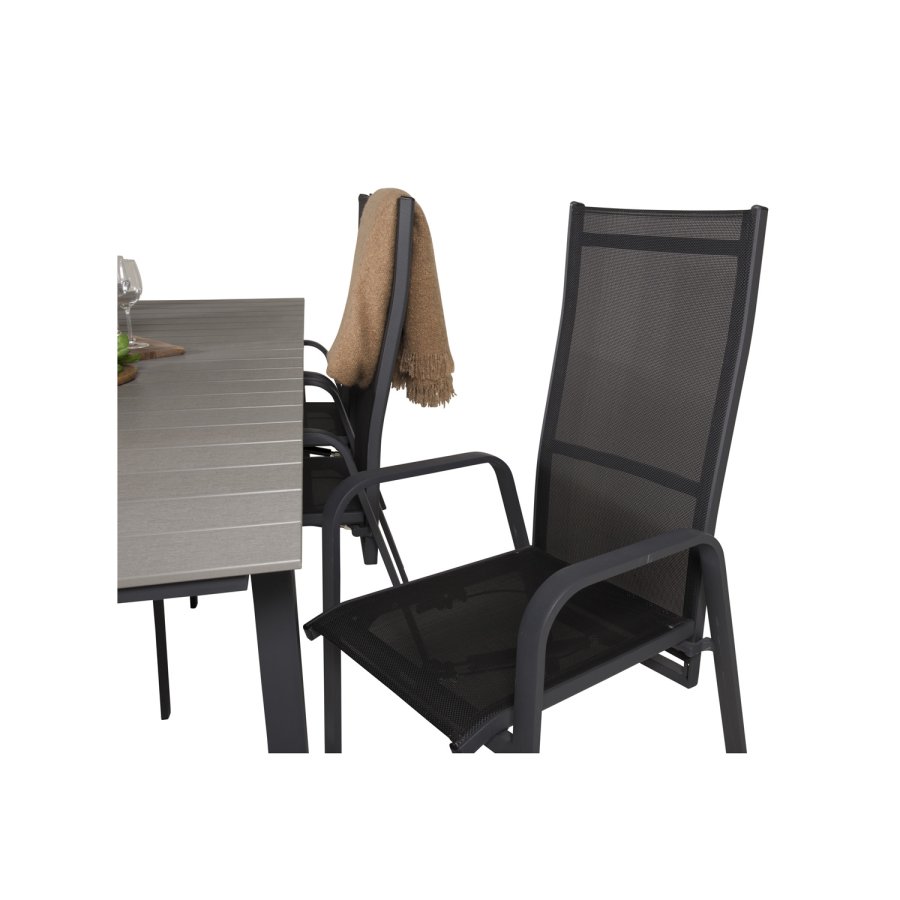 VENTURE DESIGN havest, m. Levels bord, m. udtrk og 6 Copacabana recliner stole - aintwood/alu