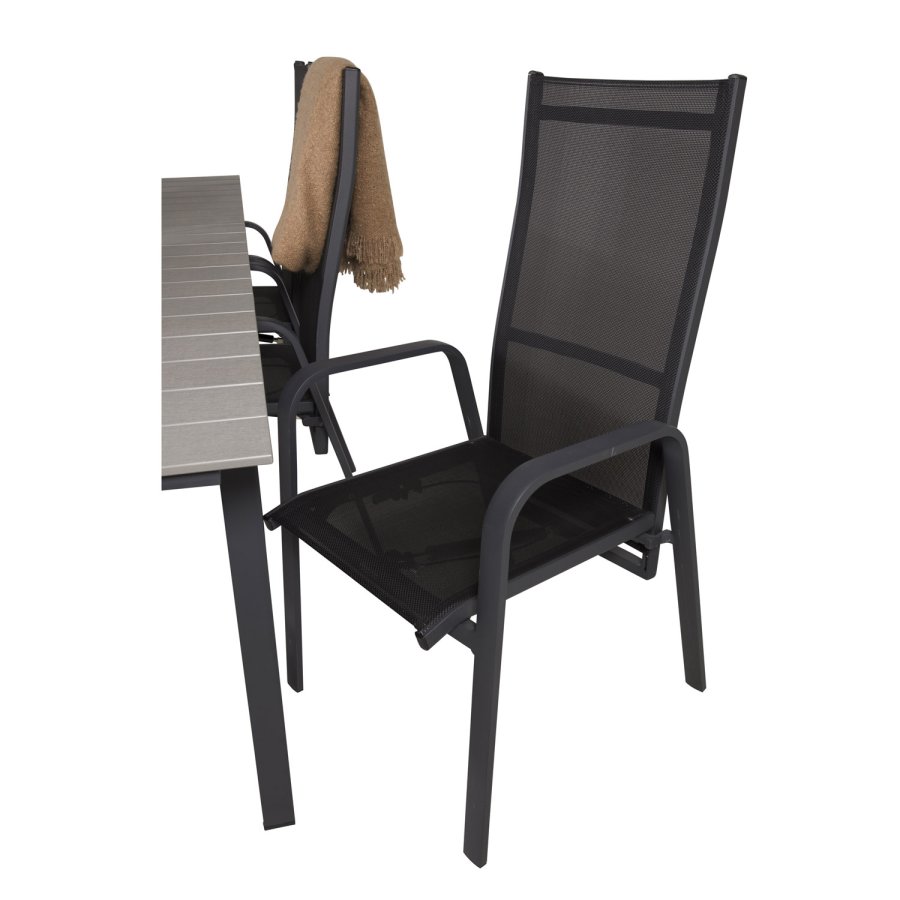 VENTURE DESIGN havest, m. Levels bord, m. udtrk og 6 Copacabana recliner stole - aintwood/alu