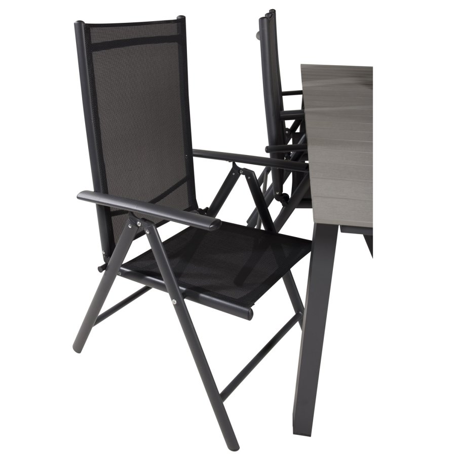 VENTURE DESIGN havest, m. Levels bord, m. udtrk og 6 Break 5:pos. stole, m. armln - aintwood/alu