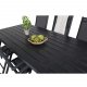 VENTURE DESIGN hagesett, m. Pausebord (205x90) og 6 Pause 5:pos. stoler - aintwood/alu/tekstilene