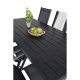 VENTURE DESIGN hagesett, m. Pausebord (205x90) og 6 Pause 5:pos. stoler - aintwood/alu/tekstilene