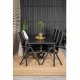 VENTURE DESIGN hagesett, m. Pausebord (205x90) og 6 Pause 5:pos. stoler - aintwood/alu/tekstilene