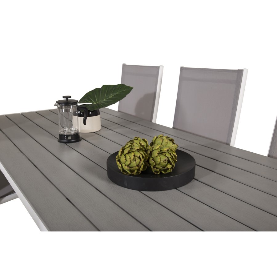 VENTURE DESIGN havest, m. Break bord (205x90) og 6 Break 5:pos. stole - aintwood/alu/textilene