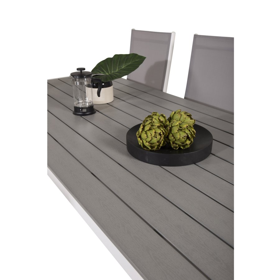 VENTURE DESIGN havest, m. Break bord (205x90) og 6 Break 5:pos. stole - aintwood/alu/textilene