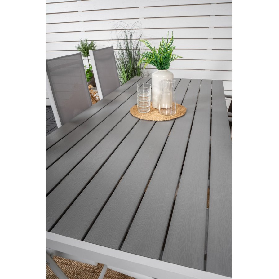 VENTURE DESIGN havest, m. Break bord (205x90) og 6 Break 5:pos. stole - aintwood/alu/textilene