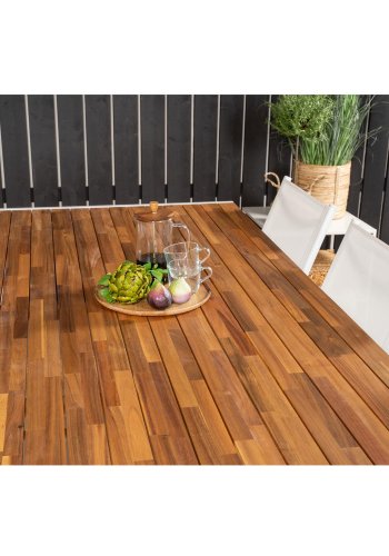 VENTURE DESIGN havest, m. Bois bord (200x100) og 6 Santorini stole, m. armln - akacie/alu