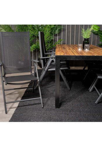 VENTURE DESIGN havest, m. Bois bord (200x100) og 6 Break 5:pos. stole - akacie/alu/textilene