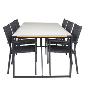 VENTURE DESIGN havest, m. Texas bord (200x100) og 6 Copacabana stole, m. armln - teak/alu