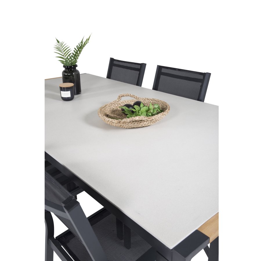 VENTURE DESIGN Gartenset, mit Texas Tisch (200x100) und 6 Copacabana Stühlen, mit Armlehnen - Teak/Alu