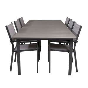 VENTURE DESIGN havest, m. Levels bord, m. udtrk og 6 Copacabana stole, m. armln - aintwood/alu