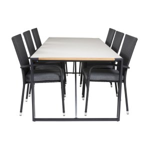 VENTURE DESIGN havest, m. Texas bord (200x100) og 6 Anna stole, m. armln - teak/alu/rattan 