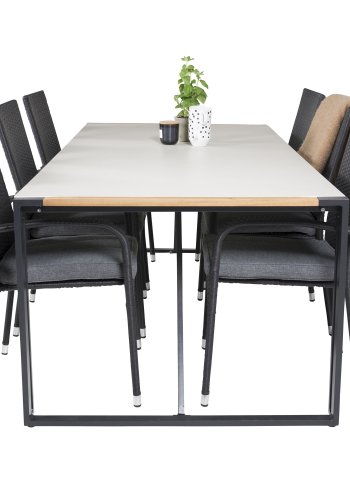 VENTURE DESIGN havest, m. Texas bord (200x100) og 6 Anna stole, m. armln - teak/alu/rattan 