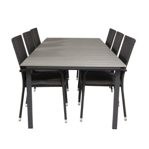 VENTURE DESIGN havest, m. Levels bord, m. udtrk og 6 Anna stole, m. armln - aintwood/rattan