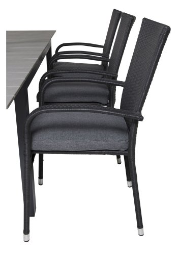 VENTURE DESIGN havest, m. Levels bord, m. udtrk og 6 Anna stole, m. armln - aintwood/rattan