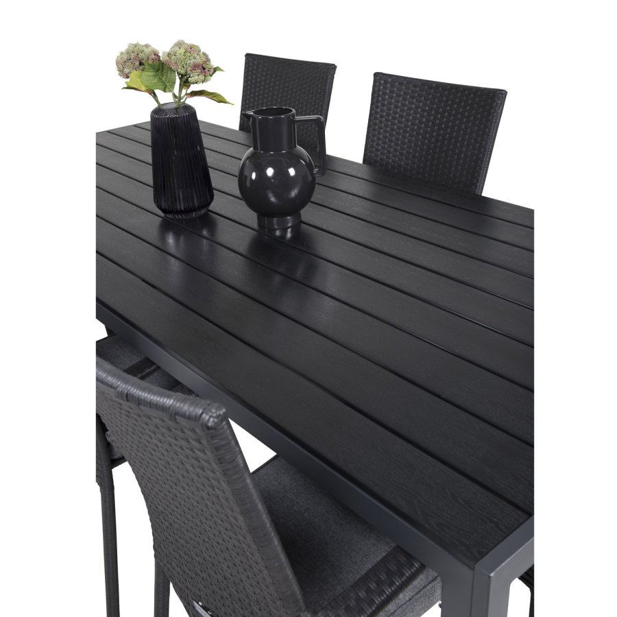 VENTURE DESIGN havest, m. Break bord (205x90) og 6 Anna stole, m. armln - aintwood/alu/rattan