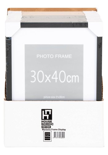 HOUSE NORDIC Marbella rammer - 15 stk. (40x30 cm) - 10 stk. svart, 5 stk. natur - MDF med glassfront